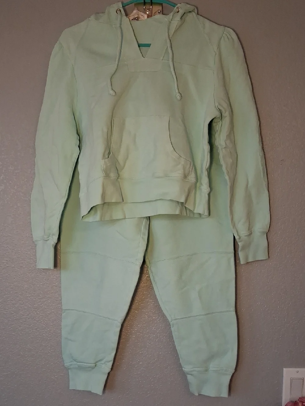 Women’s Light Sage Green Pullover Hoodie With Pants - Picture 1 of 16